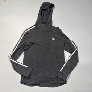 Adidas Women's Charcoal Gray Lightweight‎ Hoodie with White Stripes Size Small